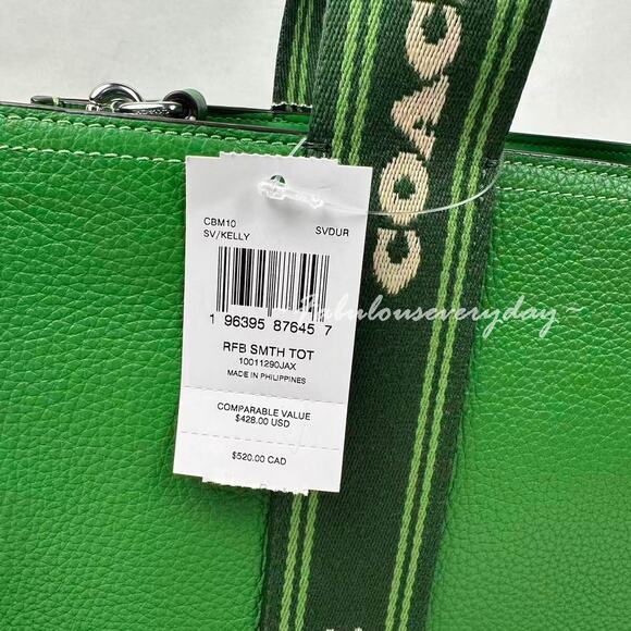 Coach Smith Tote Bag Crossbody In Leather/Silver/Kelly CBM10 NWT - Picture 4 of 9